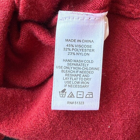 Sam & Jess Red Bell Sleeve Knit Top Viscone Blend w/ Black Trim Womens Sixe XL - Picture 6 of 6